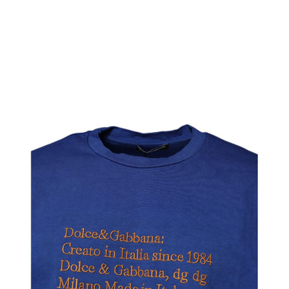 Dolce & Gabbana Blue Graphic Print Cotton Crew Neck T-shirt
