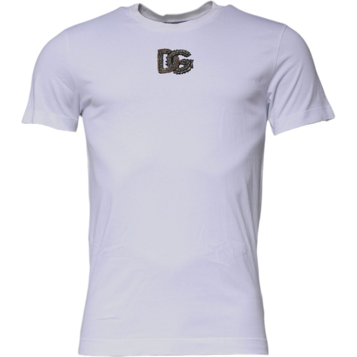 Dolce & Gabbana White DG Logo Cotton Crew Neck T-shirt