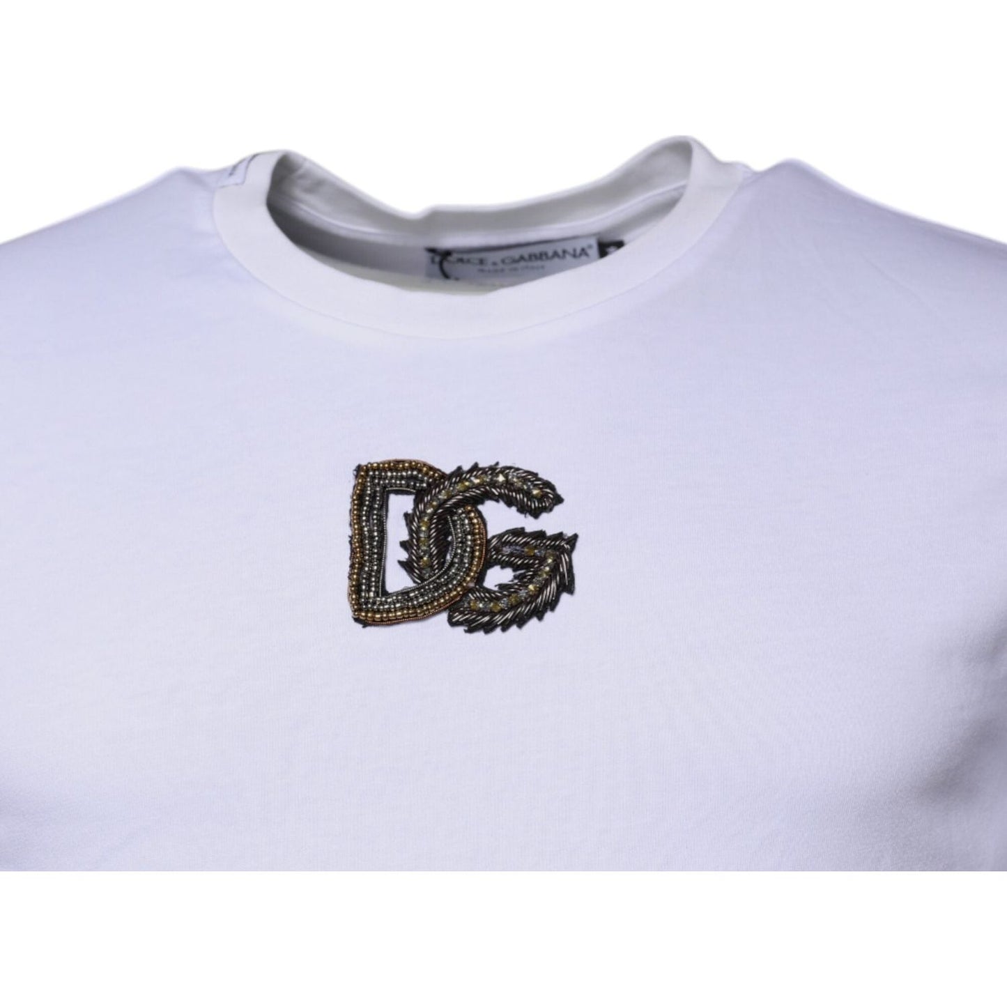 Dolce & Gabbana White DG Logo Cotton Crew Neck T-shirt TSH87558-46