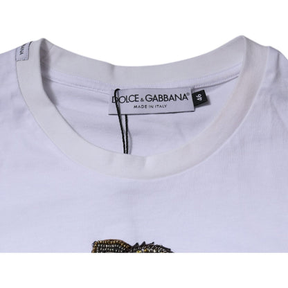 Dolce & Gabbana White DG Logo Cotton Crew Neck T-shirt