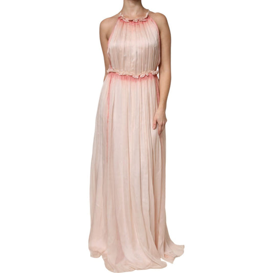 Alberta Ferretti Pink Sleeveless Pleated A-line Maxi Dress