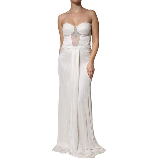 Elisabetta Franchi Elisabetta Franchi White Strapless Bustier Mermaid Gown Dress DR281428-46 1728,67345645728,Clothing,Dresses - Women - Clothing,Elisabetta Franchi,IT46|XL,Material: 100% Nylon,Preowned / Defect,White,Women,Women - Clothing