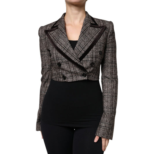 Dolce & Gabbana Dolce & Gabbana Brown Plaid Long Sleeve Cropped Coat Jacket JKT3275-40 1728,67345645728,Brown,Clothing,Dolce & Gabbana,IT40|S,Jackets & Coats - Women - Clothing,Material: 39% Cotton 35% Alpaca 25% Nylon 1% Elastane,New with tags,Women,Wome