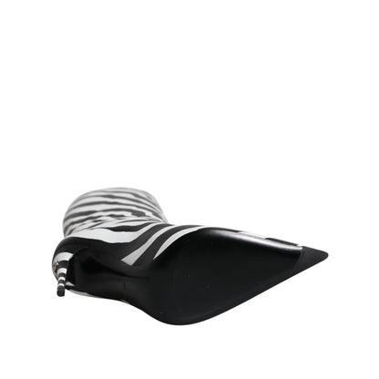 Dolce & Gabbana Black White Zebra Heels High Boots Shoes
