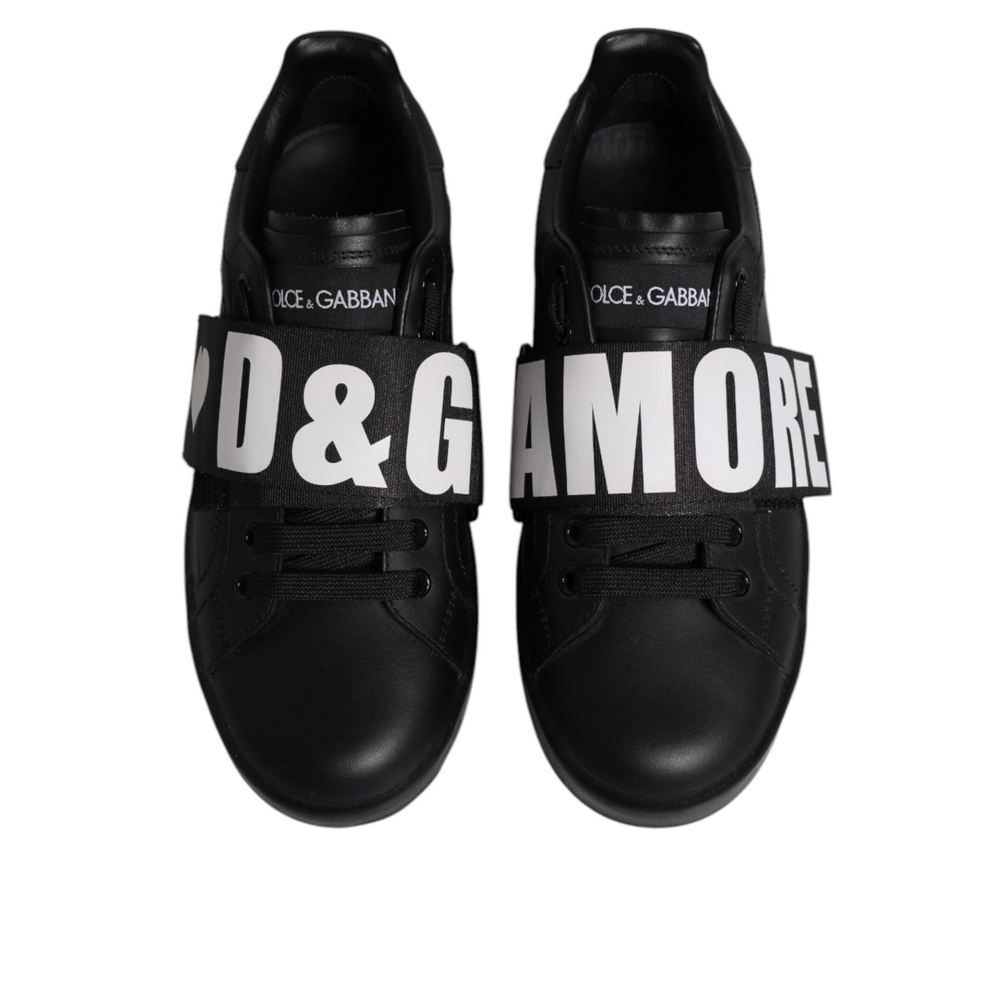 Dolce & Gabbana Black D&G AMORE Low Top Sneakers Shoes