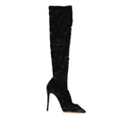 Dolce & Gabbana Black Stretch Socks Taormina Lace Boots Shoes
