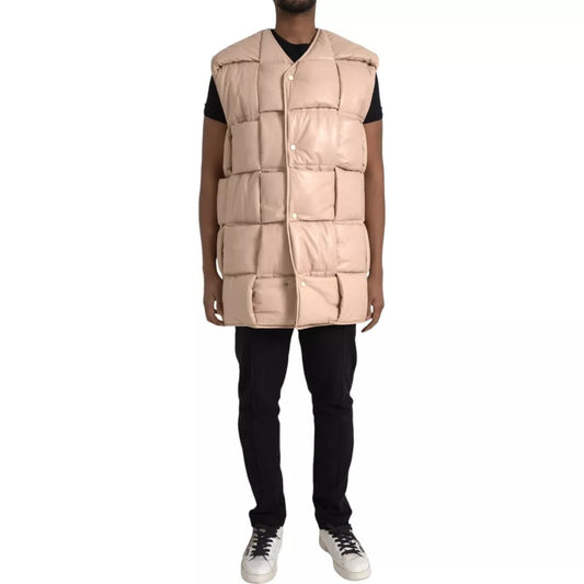 Bottega Veneta Bottega Veneta Beige Quilted Sleeveless Calf Leather Jacket JKT4060-46 1728,67345645728,Beige,Bottega Veneta,Clothing,IT46 | S,IT50 | L,Jackets - Men - Clothing,Material: 100% Calf Leather,Men,Men - Clothing,New with tags