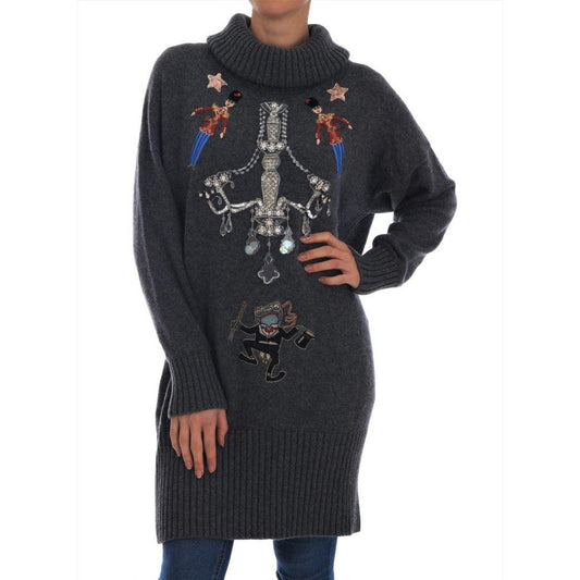 Dolce & Gabbana Enchanted Crystal Turtleneck Sweater Dolce & Gabbana Dark Slate Gray