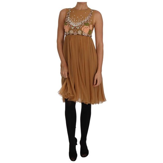 Dolce & Gabbana Exquisite Gold Silk A-line Dress Dolce & Gabbana Sienna