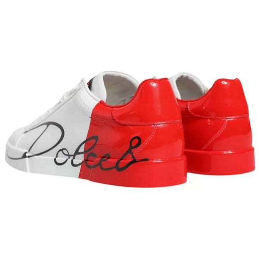 Dolce & Gabbana White Red Portofino Low Top Sneakers Shoes MV7464#7-41