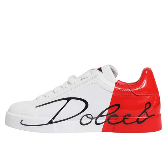 Dolce & Gabbana White Red Portofino Low Top Sneakers Shoes MV7464#7-41