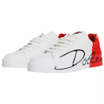 Dolce & Gabbana White Red Portofino Low Top Sneakers Shoes MV2110-39