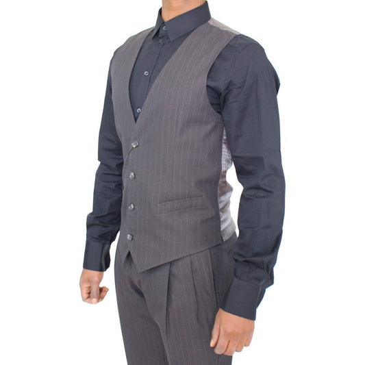 Dolce & Gabbana Elegant Gray Striped Dress Vest Dolce & Gabbana Dim Gray