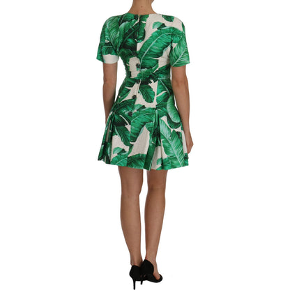 Dolce & Gabbana A-Line Banana Leaf Pineapple Crystal Dress