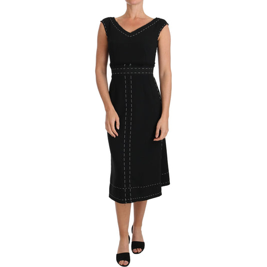 Dolce & Gabbana Elegant Black Sheath Wool Dress Dolce & Gabbana Black