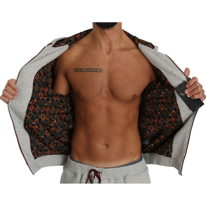 Billionaire Italian Couture Gray Cotton Sweater Pants Tracksuit