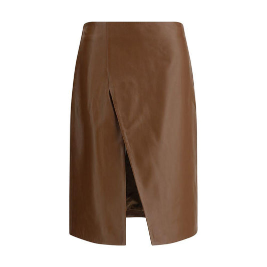 Loulou De Saison Loulou De Saison Ekare Skirt LO-EKAREWOOD-IT36 | XS 1728,72470364320,Brown,Clothing,IT36 | XS,IT38 | S,IT40 | M,Loulou De Saison,New with tags,Skirts - Women - Clothing,Women,Women - Clothing