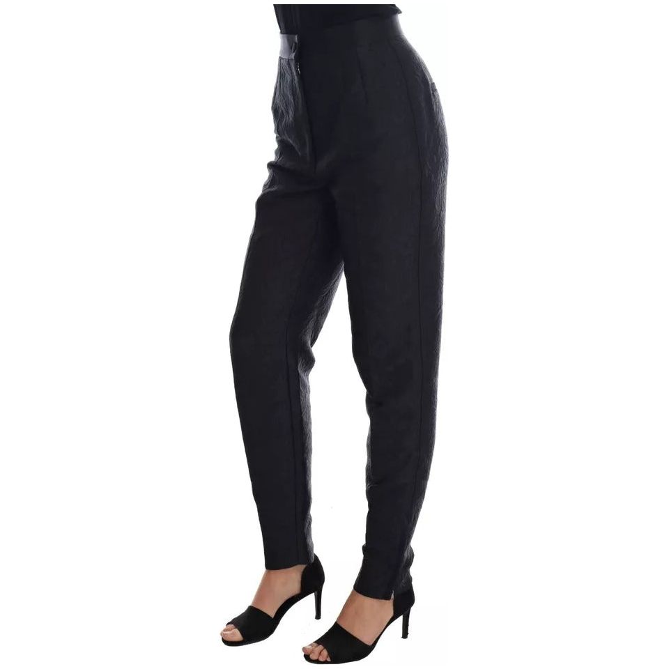 Dolce & Gabbana Black Floral Brocade High Waist Pants BYX1133-40