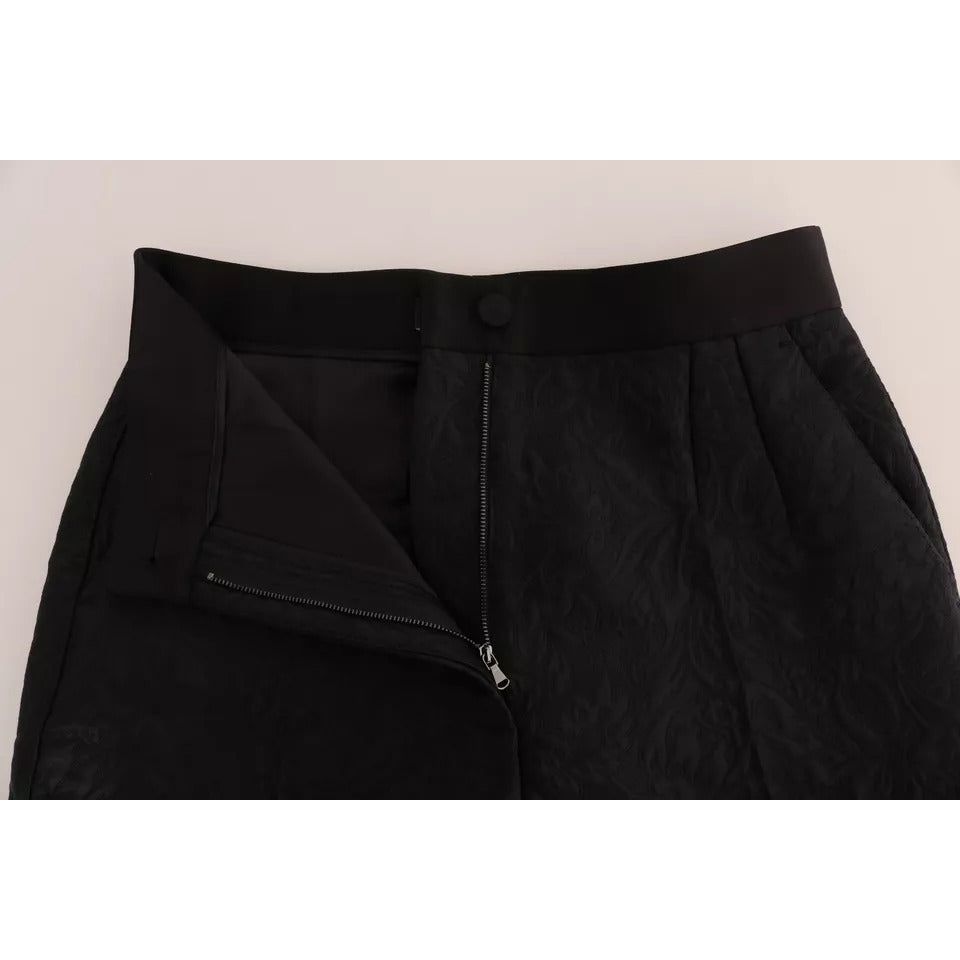 Dolce & Gabbana Black Floral Brocade High Waist Pants BYX1133-40