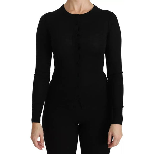 Dolce & Gabbana Black Virgin Wool Long Sleeve Top Blouse Top