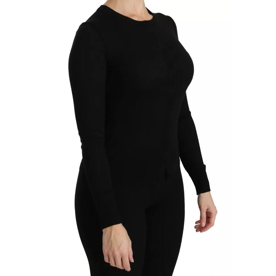 Dolce & Gabbana Black Virgin Wool Long Sleeve Top Blouse Top
