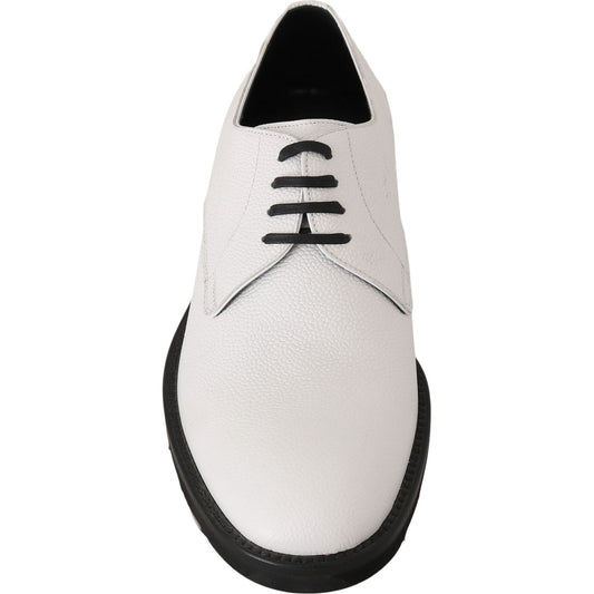 Dolce & Gabbana Elegant White Formal Leather Shoes Dolce & Gabbana Light Gray