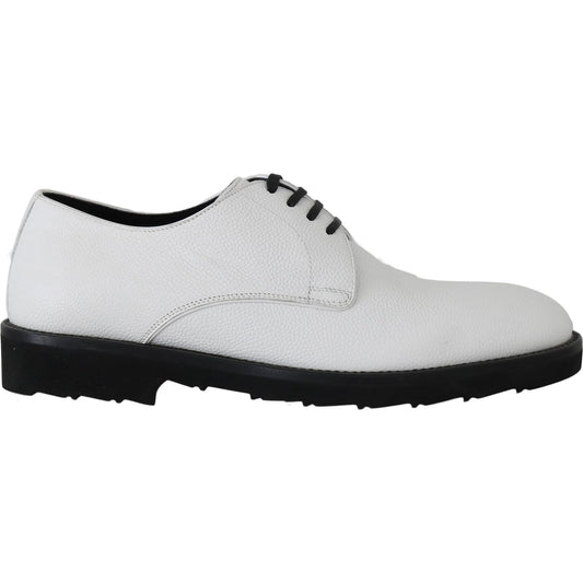 Dolce & Gabbana Elegant White Formal Leather Shoes Dolce & Gabbana Light Gray
