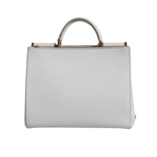 Dolce & Gabbana White Leather Logo Top Handle Tote Crossbody Bag BAG1635