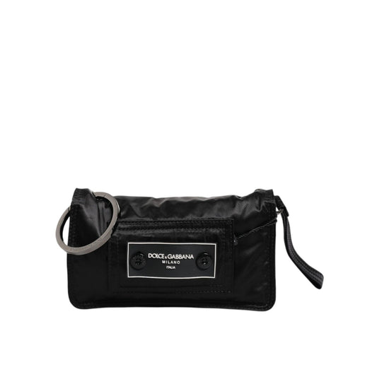 Dolce & Gabbana Black Fabric Logo Two Way Clutch Crossbody Bag BAG4044