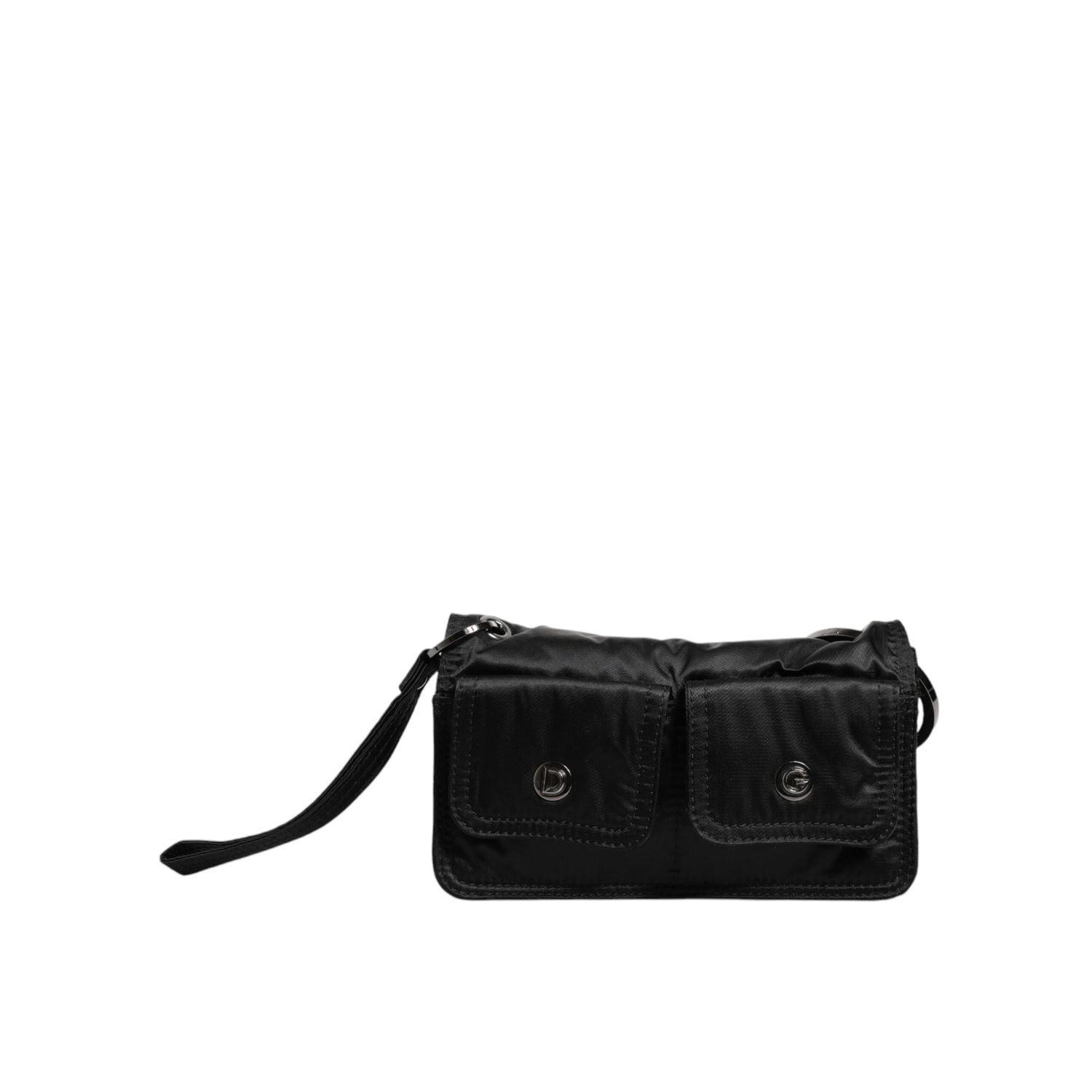 Dolce & Gabbana Black Fabric Logo Two Way Clutch Crossbody Bag