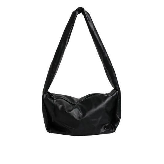 Dolce & Gabbana Black Leather Logo Plaque Shoulder Bag BAG4147