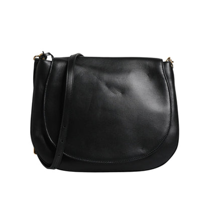 Dolce & Gabbana Black Leather Flap Saddle Shoulder Bag