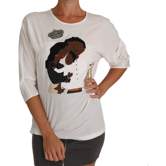 Dolce & Gabbana Elegant Silk Blend Crewneck Blouse Dolce & Gabbana Gray