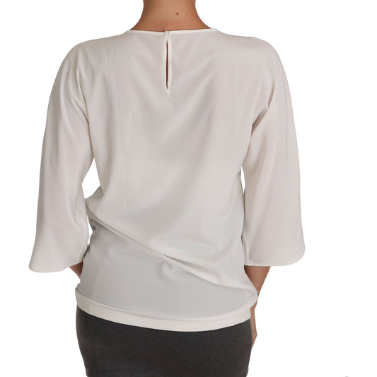 Dolce & Gabbana Elegant Silk Blend Crewneck Blouse Dolce & Gabbana Gray