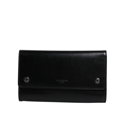 Dolce & Gabbana Black Leather Logo Embossed Crossbody Bag BAG4175