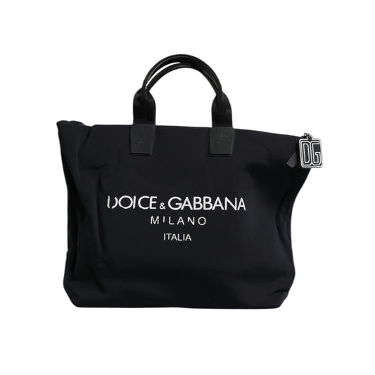 Dolce & Gabbana Black Canvas DG Logo Women Shopping Hand Tote Bag BAG4180