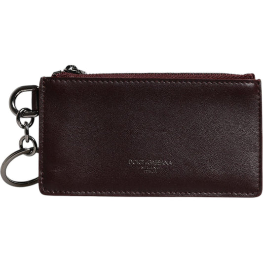 Dolce & Gabbana Brown Calfskin Leather DG Logo Card Holder Wallet BAG4237