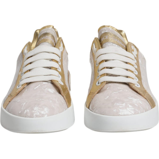 Dolce & Gabbana White Portofino Mother Of Pearl Sneakers Casual Shoes