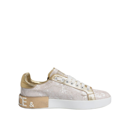 Dolce & Gabbana White Portofino Mother Of Pearl Sneakers Casual Shoes