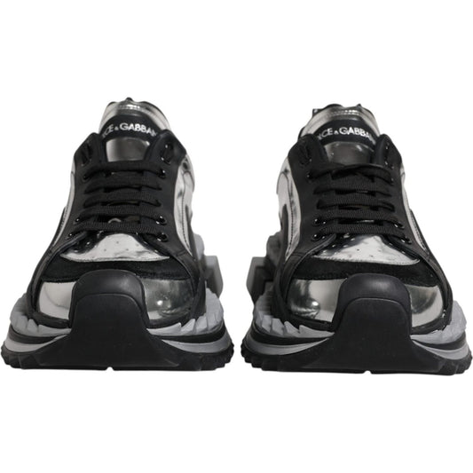 Dolce & Gabbana Black Silver SUPER KING Leather Sneaker Shoes MV6792-41
