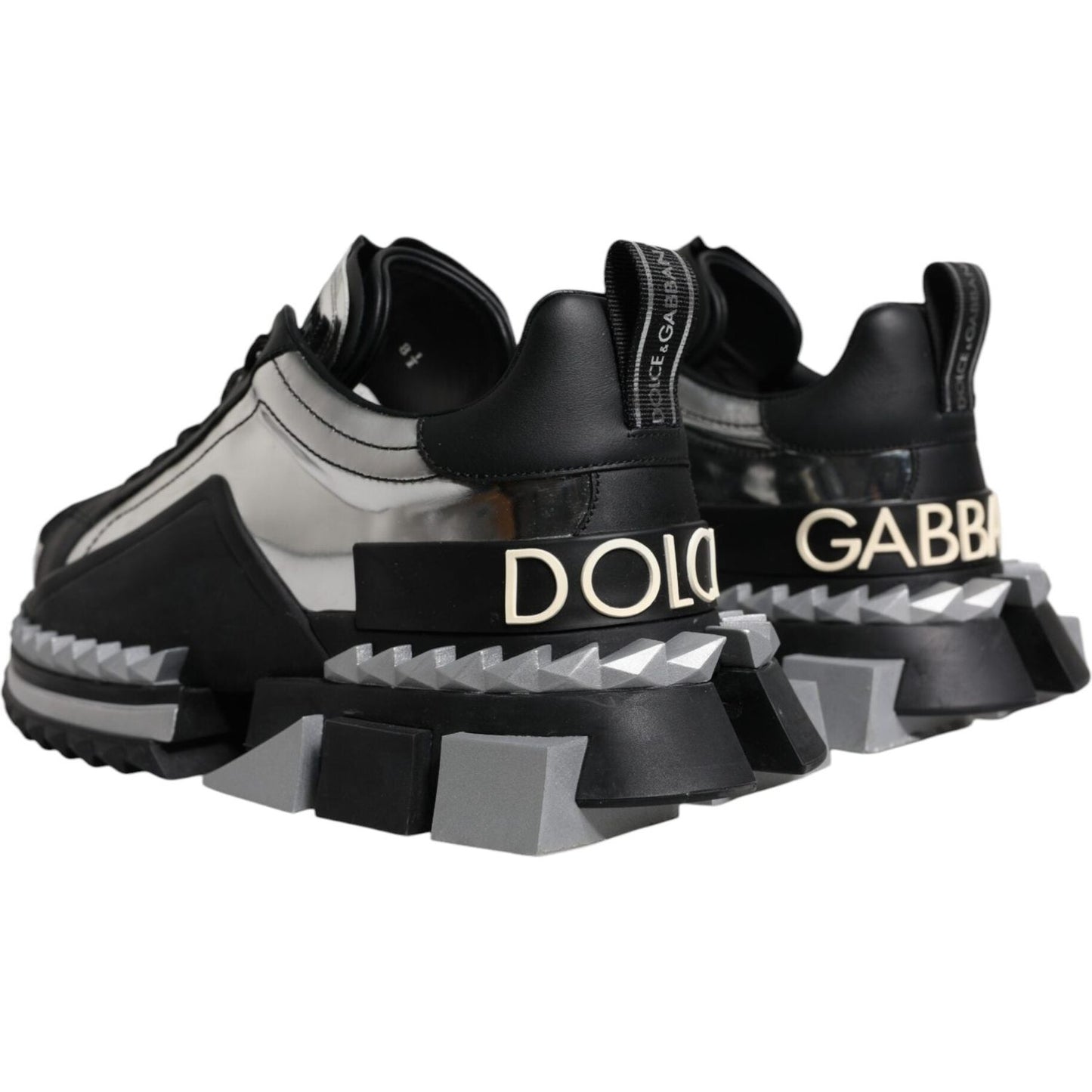 Dolce & Gabbana Black Silver SUPER KING Leather Sneaker Shoes MV6792-41