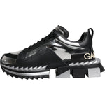 Dolce & Gabbana Black Silver SUPER KING Leather Sneaker Shoes MV6792-41