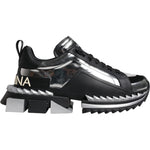 Dolce & Gabbana Black Silver SUPER KING Leather Sneaker Shoes MV6792-41