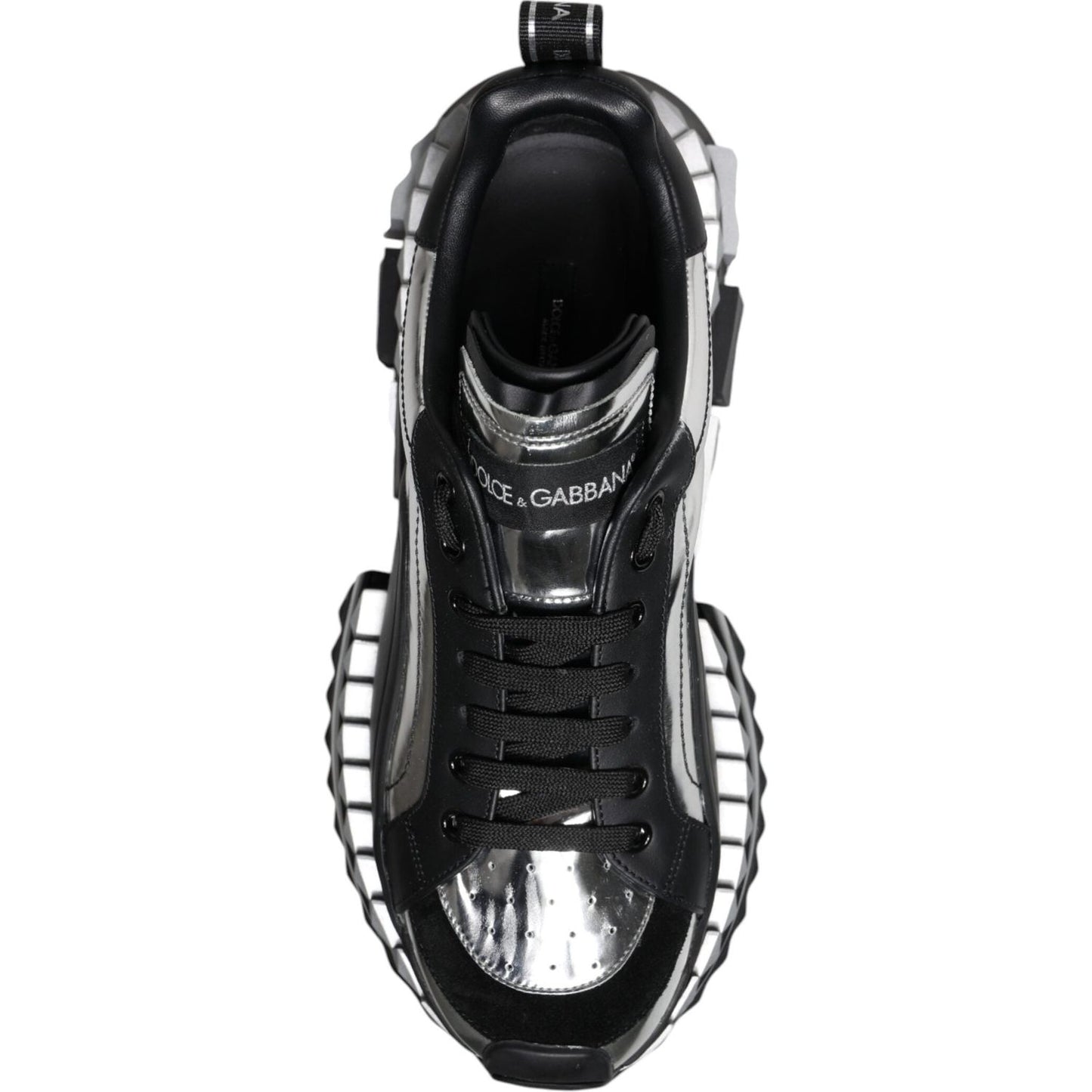 Dolce & Gabbana Black Silver SUPER KING Leather Sneaker Shoes MV6792-41