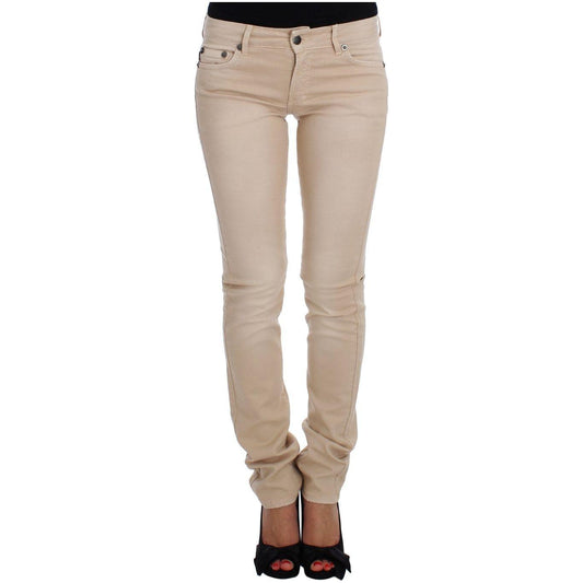 Cavalli Beige Cotton Stretch Slim Fit Jeans Jeans & Pants Cavalli Rosy Brown