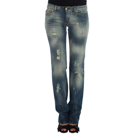 Cavalli Sleek Flair Leg Low Waist Denim Jeans & Pants Cavalli Dark Slate Gray