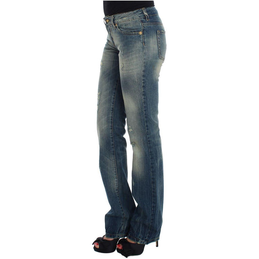 Cavalli Sleek Flair Leg Low Waist Denim Jeans & Pants Cavalli Dark Slate Gray