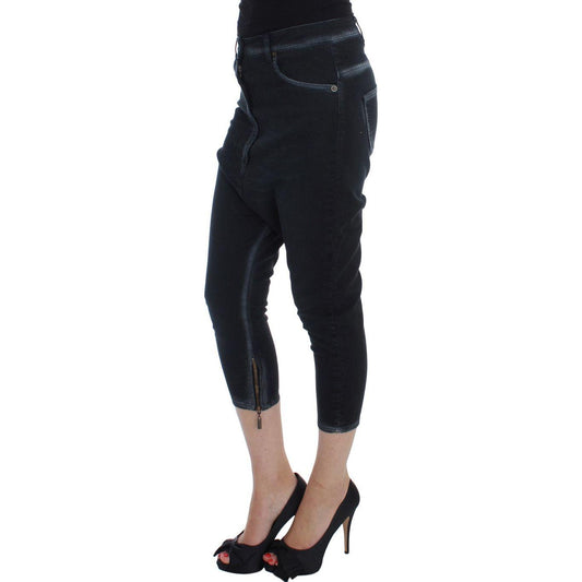 Cavalli Elevated Casual Chic Blue Denim Cavalli Black