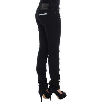 Cavalli Black Cotton Stretch Slim Skinny Fit Jeans Jeans & Pants