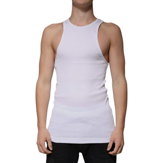 Dolce & Gabbana White Cotton Sleeveless Round Neck Tank T-shirt